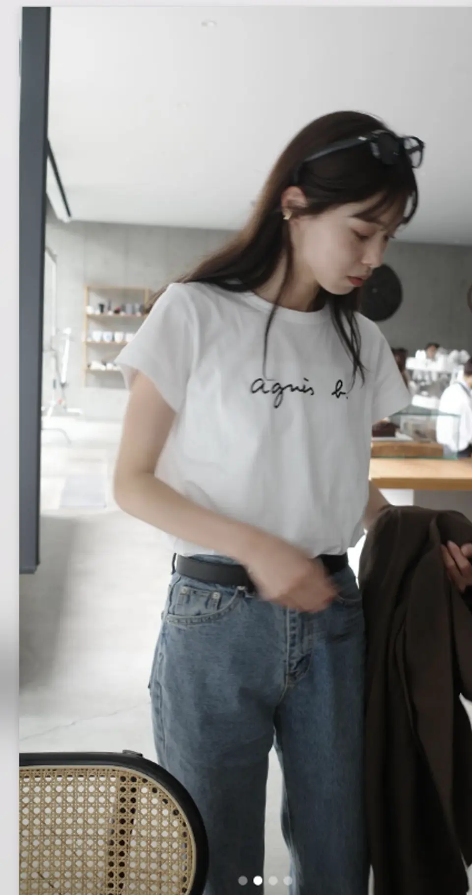 Logo tee and denim, a two-piece look (Instagram)